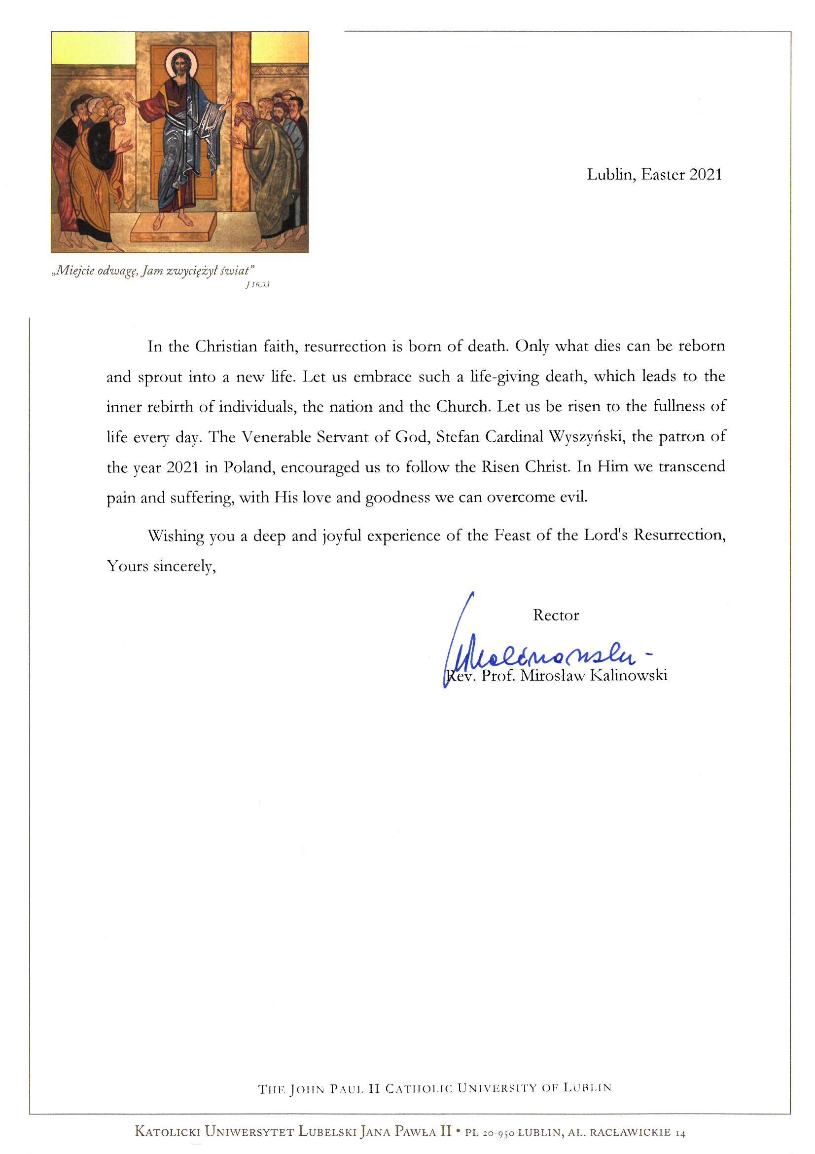 Easter 2021 KUL Rector Greetings